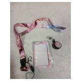 Badge Lanyard and ID Holder Pink Marble