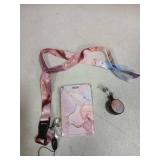 Badge Lanyard and ID Holder Pink Marble