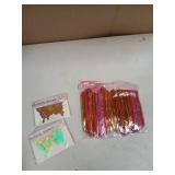 Pull Flower Ribbon Bows Red 6pk with Butterfly Stickers