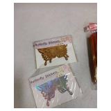 Pull Flower Ribbon Bows Red 6pk with Butterfly Stickers