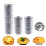 HLCM 200 Pcs Aluminum Foil Pie Trays, Mini Pie Pans, Disposable Baking Tart Molds, Aluminum Foil Pie Pan for Baking Tart Eggs, Quiche Pie, Caramel Pudding Pie (200 PCS)