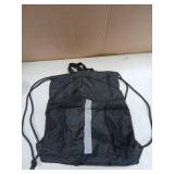 BeeGreen Drawstring Backpack Bag with Shoe Compartment, X-Large Black Gym Sports String Cinch Backpack, Athletic Sackpack with Front Inside Zipper Pockets