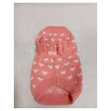Dxhycc Dog Knitted Sweater Heart Puppy Sweater Warm Soft Pet Holiday Clothes for Small Cats and Dogs (Pink, S)
