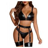 Avidlove Babydoll Lingerie for Women Garter Belt Nightwear Cute Outfit (Large, Black)