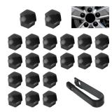 UGSHY 20 PCS Wheel Lug Nut Covers, 19mm Hex Wheel Bolt Dust Caps, Plastic Car Wheel Nut Caps with Removal Clip, Anti-theft Hub Screw Exterior Protection, Universal Accessories for Cars (Black)