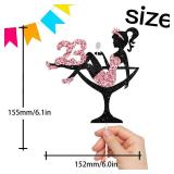Sitting Lady Cake Topper Picks - 23 Silhouette High Heeled Girl Cake Decor for Rose Gold Glitter Birthday Spa Theme Party Decorations