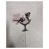 Sitting Lady Cake Topper Picks - 23 Silhouette High Heeled Girl Cake Decor for Rose Gold Glitter Birthday Spa Theme Party Decorations