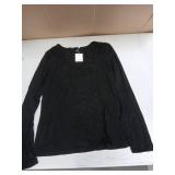 MANGOPOP Womens Long Sleeve Square Neck T Shirts Tops Fitted Tees(Black, XX-Large)