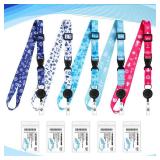 Leinuosen 4 Sets Christmas Cruise Lanyard for Ship Cards Retractable Lanyard with Waterproof ID Badge Reel Holder Gifts for Cruise Ship Essentials for Carnival(Vivid Style)