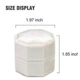 Vicoter Velvet Ring Box, Ring Box 2 Slots Ring Gift Box Double Slots Octagon Ring Display Holder Case for Proposal Engagement Wedding Ceremony (Ivory)