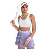 RUNNING GIRL Sports Bras for Women, Criss-Cross Back Padded Strappy Sports Bras Medium Support Yoga Bra with Removable Cups(2919 White M)