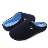 Golonbes Mens House Memory Foam Slippers, Slip on Cozy Slippers for Men, Lightweight House Bedroom Shoes Anti-Slip Rubber Sole with Soft Warm Flannel Lining Machine Washable Indoor Outdoor Size 11-12