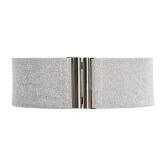 Women Adjustable Stretch Waistband Antique Buckle Thick Belt Silver M