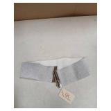 Women Adjustable Stretch Waistband Antique Buckle Thick Belt Silver M