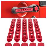 E-cowlboy Grab Handle Inserts Cover+Push Button Knobs Cover Trim for Jeep Wrangler JK JKU Sahara Rubicon Unlimited 2007-2018 Exterior Door Handle Decoration Accessories Aluminum (Red)