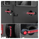 E-cowlboy Grab Handle Inserts Cover+Push Button Knobs Cover Trim for Jeep Wrangler JK JKU Sahara Rubicon Unlimited 2007-2018 Exterior Door Handle Decoration Accessories Aluminum (Red)