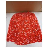 Dokotoo Womens Work Business Chiffon Blouses and Tops Loose Fit Dressy Alicia Floral Print V Neck Smocked Long Sleeve Shirts for Women Office Boho Top Trendy Red Large