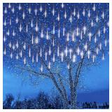 Lauzior Outdoor Christmas Lights, Meteor Shower Lights Falling Rain Light 12 inch 8 Tube Snow Falling Icicle Cascading Light for Xmas Outside Decoration Wedding Party, UL Plug, Pink
