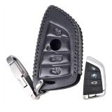 Key Fob Cover with Keychain Soft Leather Keys Shells Case Full Covers Protector Keycover Compatible for BMW 2 5 6 7 Series X1 X2 X3 X5 X6