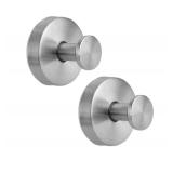 Suction Cup Hooks for Shower, Towel Hooks for Bathroom, Kitchen, Glass Door, Mirror, Tile, Loofah, Towel, Bath Robe Hooks for Hanging up to 15 lbs, Brushed Silver (2 Pack)