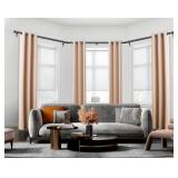 Bay Window Curtain Rods, HOTOZON 1 Inch Heavy Duty Curtain Rods for Bay Windows 36-72 Inch(Center Rod), 20-36 Inch Side Rods for Windows, Decorative Drapery Rods with End Cap Finials, Black