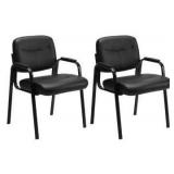 Black Leather Guest Chairs Set of 2 - Retail: $79