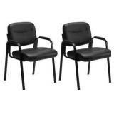 Black Leather Guest Chairs Set of 2 - Retail: $79