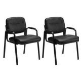 Black Leather Guest Chairs Set of 2 - Retail: $79