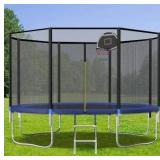 14FT Gig  Outdoor Trampoline with Safety Net and Basketball Hoop