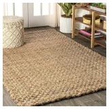 JONATHAN Y Estera Hand Woven Boucle Chunky Jute Natural 5 ft. x 8 ft. Area Rug  Bohemian Transitional  Pet Friendly  Stain Resistant  Easy to Clean  for Living Room; Kitchen  Bedroom - Retail: $147