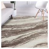 Luxe Weavers Geometric Abstract Brown 9x12 Art Deco Marble Swirl Area Rug - Retail: $300