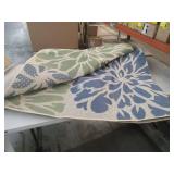 JONATHAN Y SANTA MONICA 8 x 10 Area Rug  Zinnia Floral Textured Weave - Navy/Green  SMB110B-8 - 7ft9in x 10ft - Retail: $269