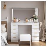 Modern White Makeup Vanity with LED Mirror - 2-Box Set  - Retail: $299
