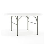 Flash Furniture Scarborough 5  Round Bi-Fold Plastic Event Folding Table with Handle  White - Retail: $89
