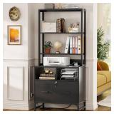 Modern File Cabinet with Charging Station - Lightly Damaged (see photos)  - Retail: $121