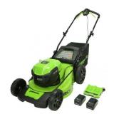 Greenworks 48V 20  Brushless Battery-Powered Lawn Mower + Two (2) 4.0Ah USB Batteries and Charger - Retail: $600