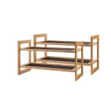 Trinity 2-Tier Bamboo Shoe Rack Organizer - Retail: $25