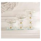 Faceted Glass Crystal Display Pedestals - Set of 3 - Retail: $76