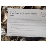 Martha Stewart Pre-Lit Metallic Leaves and Ornament Wreath - Retail: $45