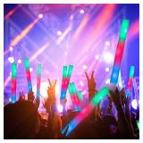 SHQDD 100PCS LED Foam Sticks, Foam Light Up Sticks with 3 Modes Colorful Flashing, Glow in Dark Party Supplies, Glow Stick Bulk Party Pack for Wedding, Raves, Concert, Camping, Sporting Events, Pool