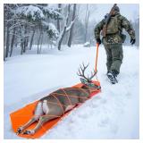 VEVOR Deer Drag Sled, 72.8 x 22.8 in, 550lbs Heavy Duty Yard Utility Sled, Tear-Resistant PE Drag Glider Mat with Ropes & Handle, Thickened Game Hauler for Firewood Ice Fishing Hauling Hunting