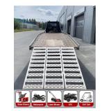 APPEARS NEW -  Garvee 50x76 Inch Aluminum Tri-Fold Ramp with Treads, 1500Lbs ATV Ramp with Load Straps, Folding Ramp for Motorcycles, Truck Bed, ATVS, UTVS, Trailer, Tractor,Lawnmowers, Snow Blowers  