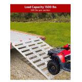 APPEARS NEW -  Garvee 50x76 Inch Aluminum Tri-Fold Ramp with Treads, 1500Lbs ATV Ramp with Load Straps, Folding Ramp for Motorcycles, Truck Bed, ATVS, UTVS, Trailer, Tractor,Lawnmowers, Snow Blowers  