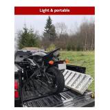 APPEARS NEW -  Garvee 50x76 Inch Aluminum Tri-Fold Ramp with Treads, 1500Lbs ATV Ramp with Load Straps, Folding Ramp for Motorcycles, Truck Bed, ATVS, UTVS, Trailer, Tractor,Lawnmowers, Snow Blowers  