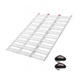 APPEARS NEW -  Garvee 50x76 Inch Aluminum Tri-Fold Ramp with Treads, 1500Lbs ATV Ramp with Load Straps, Folding Ramp for Motorcycles, Truck Bed, ATVS, UTVS, Trailer, Tractor,Lawnmowers, Snow Blowers  