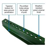 U-Channel Post â 3.1 in. x 4 ft. Steel Post with Green Enamel Coating, 7 Pack