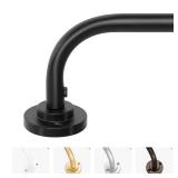 Curtain Rods for Windows 28 to 45 inch, 5/8 Inch Black Curtain Rod, Adjustable Wrap Around Curtains Rod, Blackout Curtains Rods, Metal Room Darkening Curved Cafe Small Drapery Pole, Matte Black