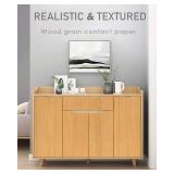 APPEARS NEW - Sevalo Wood Contact Paper Wood Peel and Stick Wallpaper Light Wooden Grain Contact Paper for Cabinets and Drawers Self Adhesive Removable Wallpaper 17.7inW 197inL Oak Natural Easy to Ins