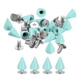uxcell 50 Sets Cone Spikes Studs, 7x10mm Studs and Spike Metal Screw Back Rivet for Clothing Belts Bags Shoes DIY Leathercraft, Green