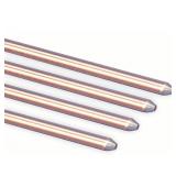 Pointed End Ground Rod: 5/8 in Dia, 8 ft Overall Lg, Copper Bonded Steel, 4 Pack